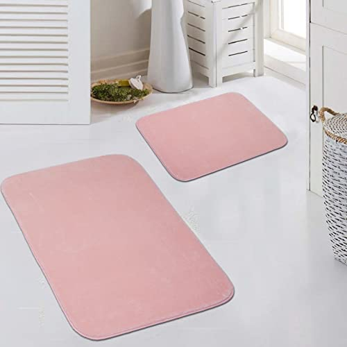 CARPETIA Badematten Badgarnitur Set 2-teilig waschbar & rutschfest in rosa, Größe 50x60cm + 60x100 cm