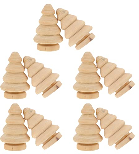 BESPORTBLE Styroporkegel 10 Stücke Tannenbaum Mini Christbaum Holzbaum Weihnachten Holzfiguren Künstlicher Dekobaum für Weihnachtsdeko Xmas Winter Dekoration Holzfiguren Zum Bemalen