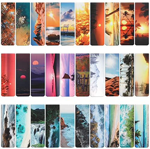 MWOOT 30 Stücke Lesezeichen Magnetisch, Naturlandschaft Magnet Lesezeichen Magnetic Bookmarks Set, Scenery Kreativ Page Marker für Kinder Studenten Büro Schule Buchliebhaber Lesezubehör(30Stile,6x2CM)