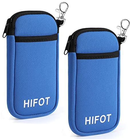 Hifot Doppel Weicher Brillenetuis 2 Stück, Neopren Reißverschluss Sonnenbrille Beutel, Tragbaren Lesebrillen Beutel Tasche mit Gürtelclip