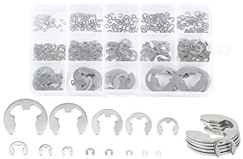 290 Stücke/Set E Sicherungs Ring Unterlegscheiben Sortiments Satz Edelstahl 1,2-15 Mm Externer Sicherungs Ring für Riemen Scheiben Welle