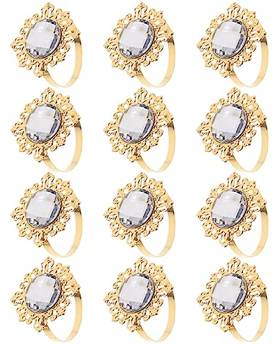 Kichvoe 12 Stück Serviettenringe Golden Serviettenringe Vintage Serviettenring Für Hochzeit, Weihnachten, Familie Sammeln, Esstischdekoration