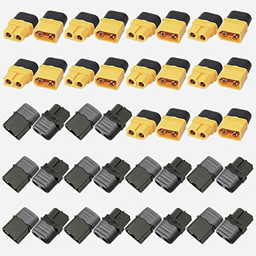 GTIWUNG 20 Paar XT60 Batterie Anschlüsse, XT60 Männlich Weiblich Stecker Buchse, XT60H Mantelgehäuse Stecker für RC-Modell und mehr (20 Stück XT60H Stecker + 20 Stück XT60H Buchse)