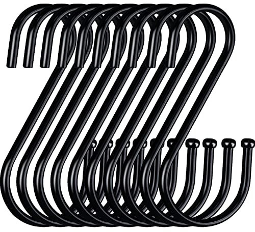 DINGEE 20 Pack S Hooks for Closet,Jeans Hooks for Closet,Heavy Duty Black S Hooks for Hanging for Kitchen, Clothes, Plants, Work Shop, Pots, Pans,Bags, Cups, Garden