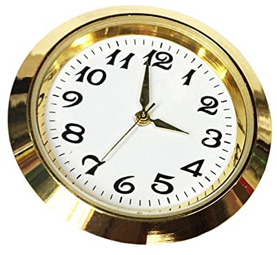 perfk 1-7/16 Zoll (36 mm) Uhr-Einsatzuhr mit schwarzen Ziffern passend für Durchmesser 1-3/8 Zoll Loch Metall-Mini-Uhr Leicht ablesbar für Uhrenteil, golden