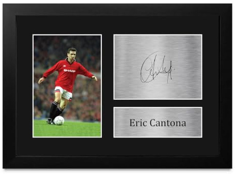 HWC Trading FR Eric Cantona Geschenk, gerahmt, gerahmt, A4, gedruckt, Autogrammdruck, Foto, Bild