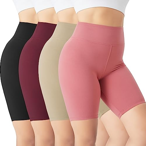 BAYDI 4er Pack Radlerhose Damen High Waist Kurze Hose Blickdicht Kurze Sporthose Knielang Kurze Leggings Sommer Hotpants Sport Shorts