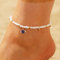 Jovono Chevilles Boho Coquillage Bracelet de Cheville Turquoise Chaînes de pieds en perles Bijoux de pieds ajustables pour femmes et filles (White)