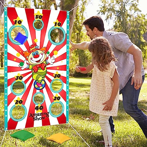 Banner del Gioco di Lancio,Giochi all'aperto per Bambini,Giochi di Lancio con 4 Sacchetti di Fagioli,Giochi di Lancio di Sacchetti,Carnevale,Giochi per Interni, Esterni,Giardino