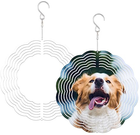 2 Stück Sublimation Windspiel, 20,3cm Windspiele Metall Hängend mit Haken Aluminium-Windspiel für Innen- und Außenbereich Garten Rasen Hofdekoration