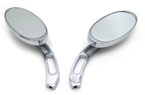 Motorradspiegel Für Lenker Motorrad-Rückspiegel, Motorradteile, Ovaler Chrom-Seitenspiegel Für Harley Für Softail Lenkerspiegel Motorrad