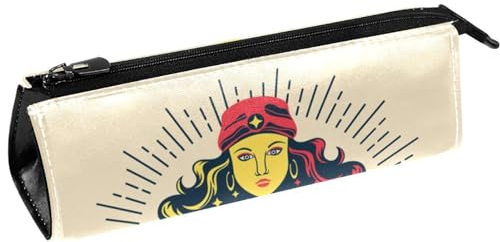 VAPOKF Hübsche Wahrsagerin hält Kristall-Kugelschreibertasche, Schreibwaren-Beutel, Bleistifttasche, Kosmetiktasche, kompakte Reißverschlusstasche, multi, 5.5 ×6 ×20CM/2.2x2.4x7.9 in,