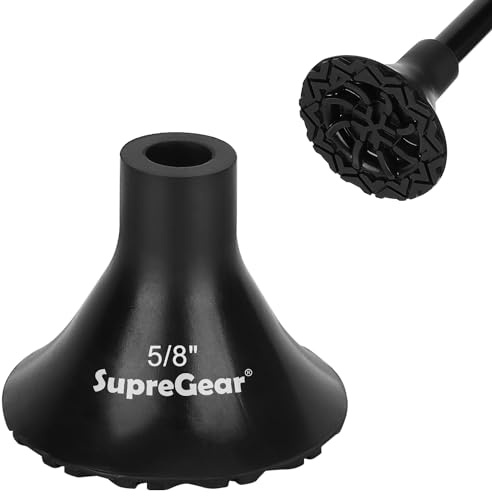supregear Gehstockspitzen-Ersatz, 16 mm Extreme Haftung Rutschfeste Schwere Gummispitzen Geländegehstock Fußpolster für Gehstock Klappgehstock Offset-Quad-Pod/Tripod Gehstock Zubehör, Schwarz