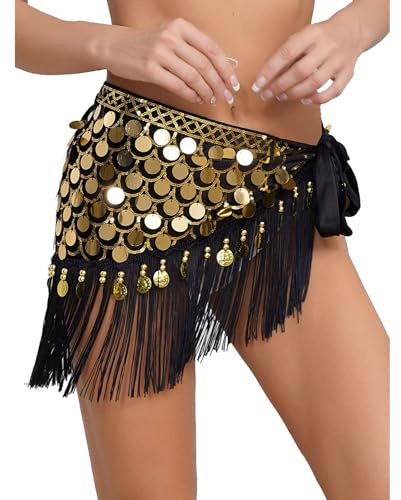 Jupe De Danse Orientale Femme Paillettes Ceinture Foulard Danse Du Ventre | Scintillant Echarpe De Belly Dance Samba Costume Spectacle