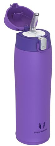 Super Sparrow Water Bottle with Straw - Ultralight Stainless Steel 18/10 Travel Mug - 500ml - BPA Free - Insulated Metal Flask - Leakproof Water Bottle for Sports, Travel, Work