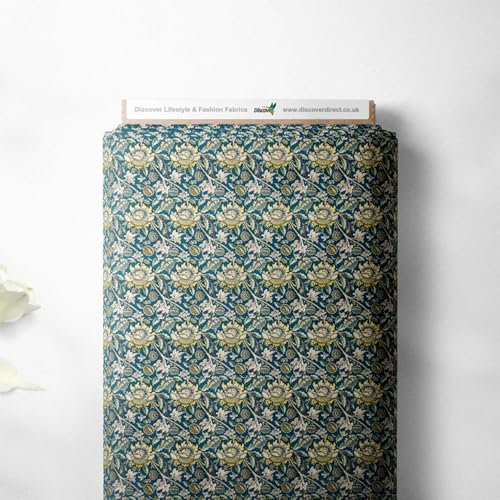 William Morris Designerstoff, 100 % Perkal-Baumwolle, klassisches Druckdesign, Quilten, Handwerk, Kleid, hochwertiges Nähmaterial, 112 cm breit (Meterware, Art Noveau)