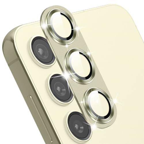 MiKoyi Pellicola Fotocamera per Samsung Galaxy S24 Plus, Obiettivo della Vetro Temperato Protezione Fotocamera HD Telaio Alluminio Durezza 9H Anti-graffio per Samsung Galaxy S24 Plus, Oro