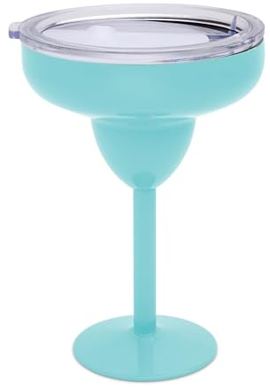 AGH life Stainless Steel Margarita Tumbler with Lid, 295ml Insulated Martini Glasses, Double Wall Insulated Cocktail Tumbler Wine Glasses for Party, Vacation, Pool, Beach (Blue)