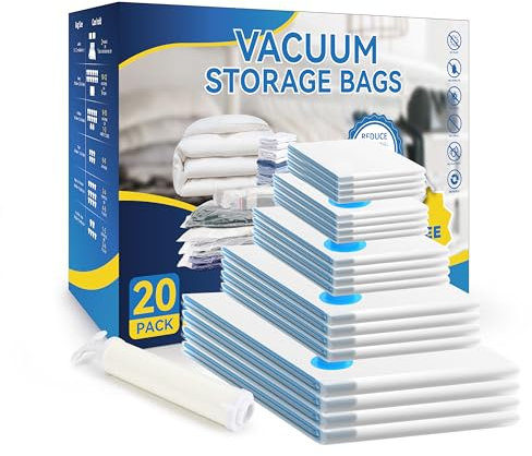 Simple Deluxe Vakuumbeutel für Kleidung, 20 Stück, 4 Jumbo 70x100cm 4 Groß 85x55cm 4 Mitte 70x50cm 4 Kleinen 60x40cm 4 Roll Mitte 50x40cm, Vacuum Bags for Clothing für die Hausaufbewahrung, Umzüge