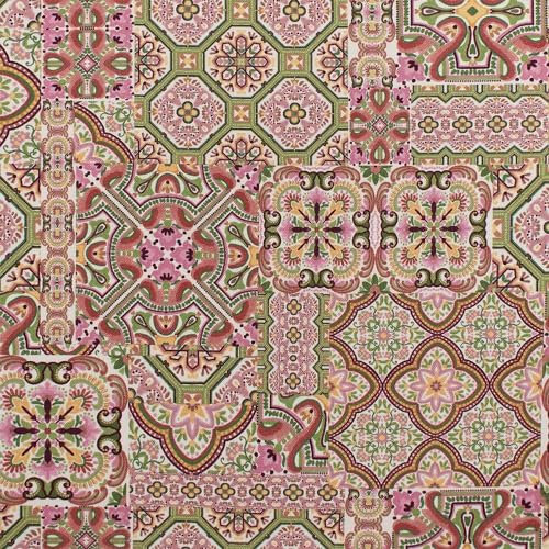 Canvas Stoff Mosaik, Dekostoff 100% Baumwolle, Leinenoptik, grün (Länge am Stück: ab 50cm / Breite: 135cm)