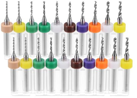 sourcing map PCB Drill Bits 1.1mm-2.0mm Tungsten Carbide Rotary Tool Jewelry CNC Engraving Print Circuit Board Micro Drill Bits 1/8 Inch Shank 1 Set (20 Pcs)
