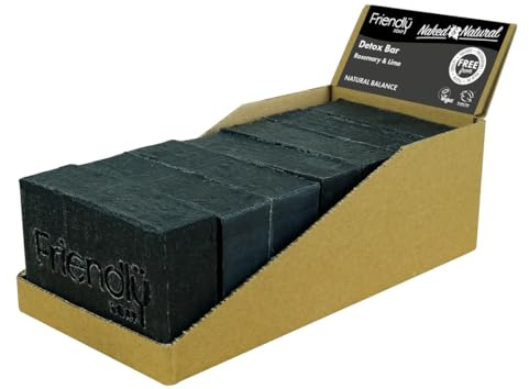 Friendly Soap - Naked & Natural Detox Bar with Activated Charcoal, Rosemary & Lime (7 x 95g), Absorb Toxins, Plant-Based, Cruelty-Free, Made By Hand, No Preservatives or Sulphates, Sustainable