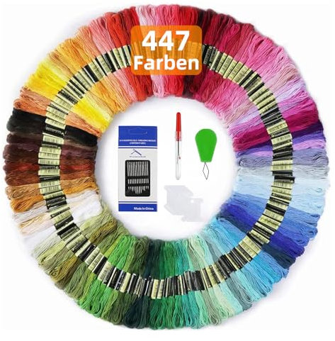 Maxee 447 Farben Stickgarn, Regenbogenfarbe, Stickgarn Wird für Kreuzstichfaden, Armbandfaden, Kunsthandwerksdrehfaden, Basteltwist