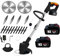 MOKEKA Decespugliatore a Batteria, Tagliaerba a Batteria con 2 Batterie, Tagliabordi Elettrico Senza Filo, Decespugliatore Elettrico, Testata Regolabile e Maniglia Telescopica, con 4 Tipi di Lame Nero