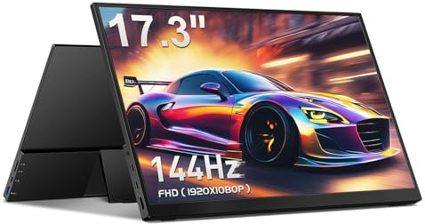 CAPERAVE Portable 17.3 FHD 144Hz HDR Gaming Monitor, Travel Monitor with Kickstand & Speakers, USB-C HDMI External for Laptop Mac Xbox Switch PS5/4