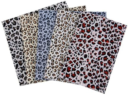 BZSQD 50 * 50 cm 10/20 Zoll 5 Teile/Satz Leopardenmuster Baumwollstoff Patchwork Quadrate Stoffbündel Handwerk Patchwork Stoff Für Mädchen