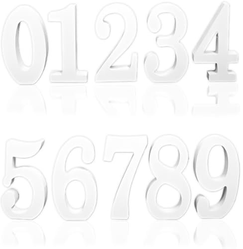 WUMZIRA Tischnummern Zahlen 0-9 Hochzeit Geburtstag Gastronomie Set Tischnummernschilder weiß