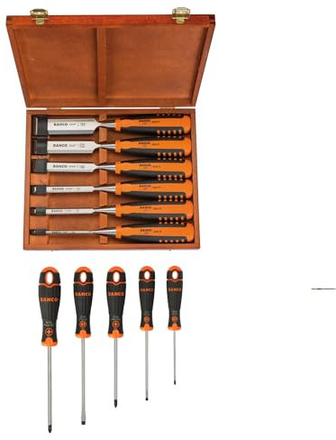 Bahco Werkzeug Set: Stechbeitel-Satz6 -teilig + Schraubendrehersatz 5-teilig