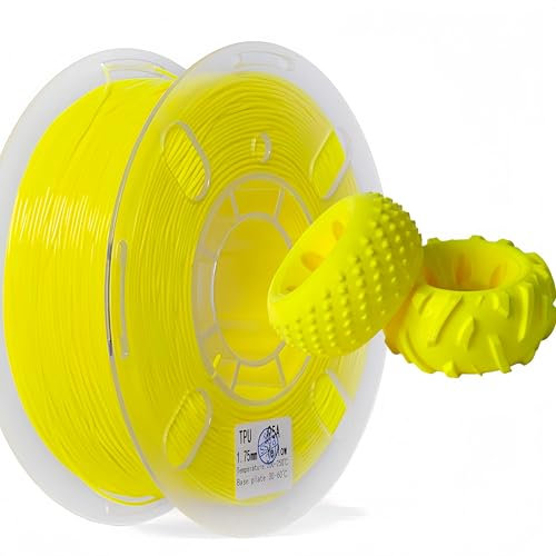 PRILINE TPU Filament, PRILINE High Flow/High Speed Printing 95A TPU Flexible Soft 3D Printer Filament 1KG 1.75mm Spool,Support Fast Printing, Yellow
