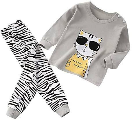 Kinder Jungen Mädchen Autumn und Winter Pyjama Sets Jungen Schlafanzug Langarm Zweiteiler Schlafanzug Hauskleidung Mit Cartoon Print Baby Loungewear Set Freizeitanzug Set