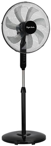 Taylor Swoden Standventilator Leise, 7 Flügel, 3 Geschwindigkeitsstufen, 50w Hoher Luftdurchsatz Oszillierend Ventilator, Stark Lüfter,Höhenverstellbar Fan, Schwarz