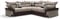 Logann 5 Seater Sofa, Jumbo Cord and leather Corner High BackL Shape Corduroy Fabric Sofa With Deep Seats, Modern Five Seater Sofa with Chrome Legs for Lounge Drawing Room & Office Indoors
