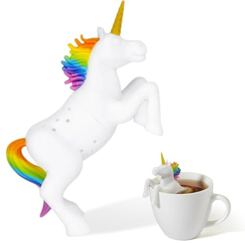 GXGM Cute Animal Teesieb I Tee Ei für losen Tee I Tea Infuser lustig I Teesieb für Tasse I Gewürzsieb Silikon I Teekugel-Tier-Figur, Einhorn, 1 Stück
