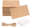 Mini Briefumschläge Set, 50 Stück Kraftpapier Umschläge mit 50 Blanko Karten, und Hanfseil, Kleine Briefumschläge mit Herz Verschluss für DIY, Geschenkkarten(10x6cm)