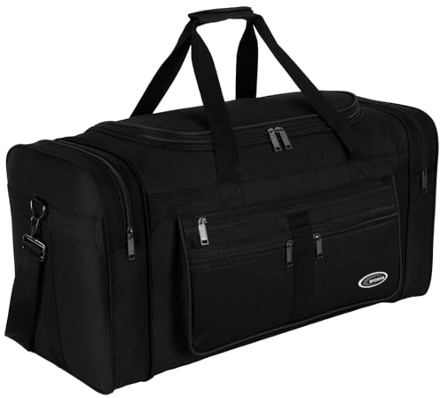 Sporttasche, Reisetasche und Fitnesstasche für Damen und Herren- Tainingstasche, Gym Bag (Schwarz, L 65 x B 28 x H 32 cm (ca.60 L))