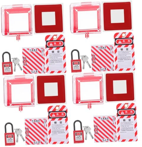 DIYEAH 4sets Padlock Protector Cover Switch Cover Push Button Start Emergency Stop Button