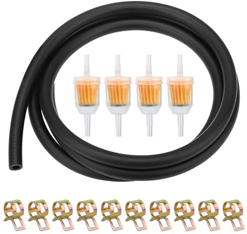 Kit de Manguera de Combustible Ø8mm - 2 Metros Tubo Gasolina Moto 8mm, 4 Filtros Gasolina Moto 6 mm/8 mm, 10 Abrazaderas para Manguera Combustible 13 mm