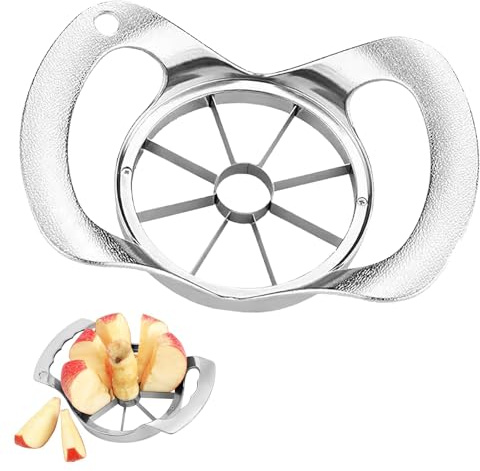Omnikryp Cortador de Manzana, Cortador Manzana de Acero Inoxidable, Divisor de Fruta de 8 Cuchillas con Mango Ergonómico, Herramientas Corte de Fruta para Manzana Pera Naranja Tomate Patata Limón