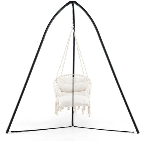 GOPLUS Soporte Trípode De Estructura De Metal Resistente para Columpio/Silla Colgante, Soporte para Silla De Hamaca para Interiores Y Exteriores, Capacidad De Peso De 200 Kg