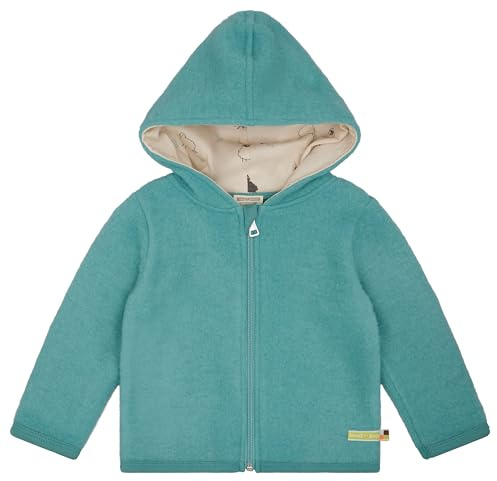 loud + proud Unisex Kinder Wollfleece mit Kapuze, GOTS Zertifiziert Wollfleecejacke