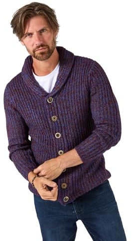 Joe Browns Stylish Reel Shawl Cardigan Maglione, Viola, S Uomo