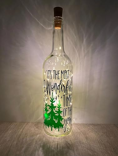 Personalised Christmas Bottle Light, 20 LED Lights, Personalised Gifts, Birthday Gifts, Christmas Decoration, Keepsake Present Idea, Its The Most Wonderful Time of The Year