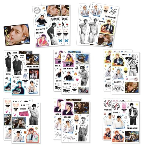 16 Stray Kids Sticker Set, Wasserdicht Vinyl, 8 Designs, Laptop | Stray Kids Aufkleber, 16 Stück, Vinyl PVC, wasserdicht, für Laptop, Wasserflasche, Koffer, Fahrrad, ideales Fan Geschenk