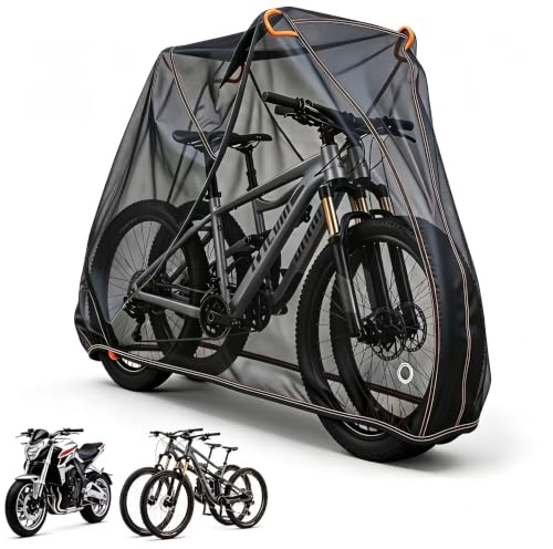 FRONDENT Fahrradabdeckung Wasserdicht,Fahrradgarage 500D Oxford-Gewebe,Fahrradhülle Mit Schlossführung Und Beutel,Für Mountainbikes,Rennräder,Motorräder, E-Bike (210x110x100cm)