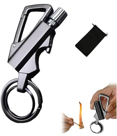 Ewiges Streichholz, Metallstreichholz, Multitool Schlüsselanhänger Flaschenöffner, Tragbares Wiederverwendbares multifunktionsmatch,Wasserdichtes Streichholz Feuer Anlasser im Freien Notfall (Schwarz)