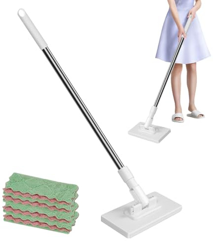 Clip Wet Wipes Mop, Clip On Dust Mop, With 4 Reusable Cloths, Detachable Press Clamp Wipes Cleaning Tool, Dust Removal Equipment, Household Cleaner Supplies